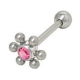 thumbnail image 4 of Jeweled Flower Design Barbell Tongue Ring, 4 of 9