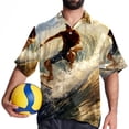 thumbnail image 4 of Surfing in Summer Men's Casual Printed Button Down Short Sleeve Spread Collar Beach Shirts for Summer, Unisex, 4 of 6