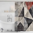 thumbnail image 4 of Black Beige Rhombus Waterproof Fabric Shower Curtain, Vintage Geometric Art Waterproof Fabric Shower Curtain for Bathroom Curtains Bathtubs Hotel Washable Shower Curtains with 12 Hooks Small 36x78in, 4 of 8