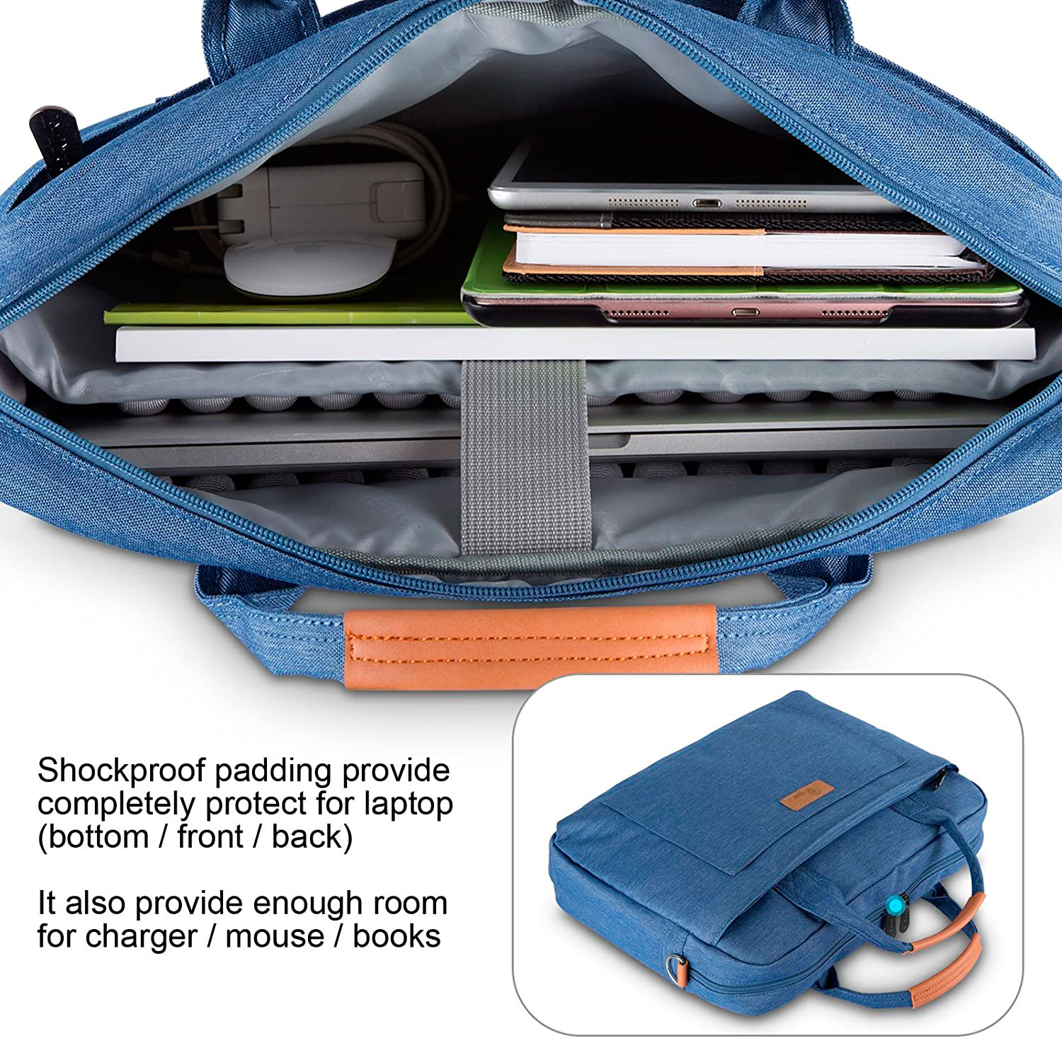 Laptop Shoulder Bag Messenger Bag Slim Briefcase 15 15.6 Inch for MacBook Pro 16, MacBook Pro 15, Surface Laptop 15, Notebook Carrying Case - image 3 of 7