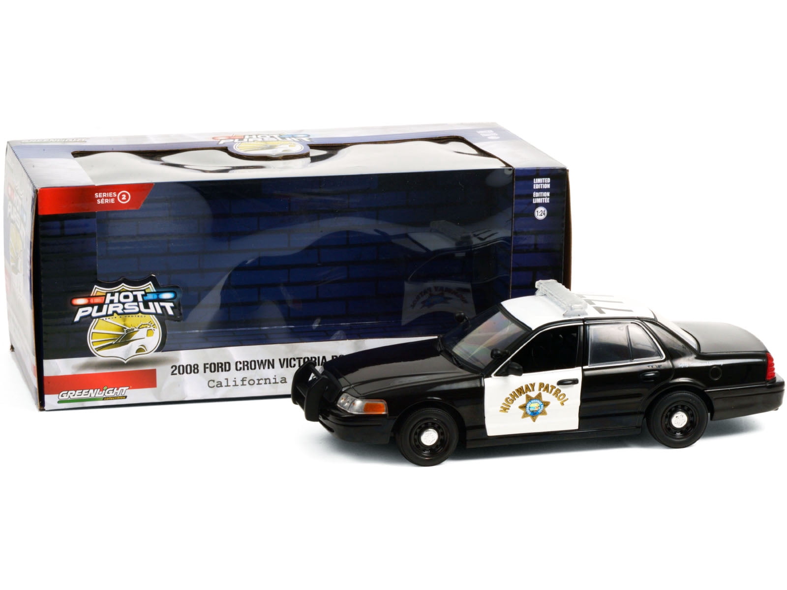 2008 Ford Crown Victoria Police Interceptor Black and White CHP "California Highway Patrol" 1/24 Diecast Model Car by Greenlight