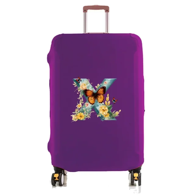 Travel Luggage Cover Baggage Suitcase Protector Washable Reusable Dustproof Scratch-proof Suitcase Cover Butterfly Print Pattern 8butterfly letter X M