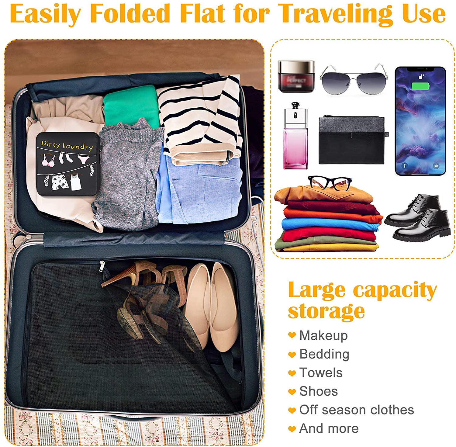 2 Pieces Travel Laundry Bag Small Dirty 