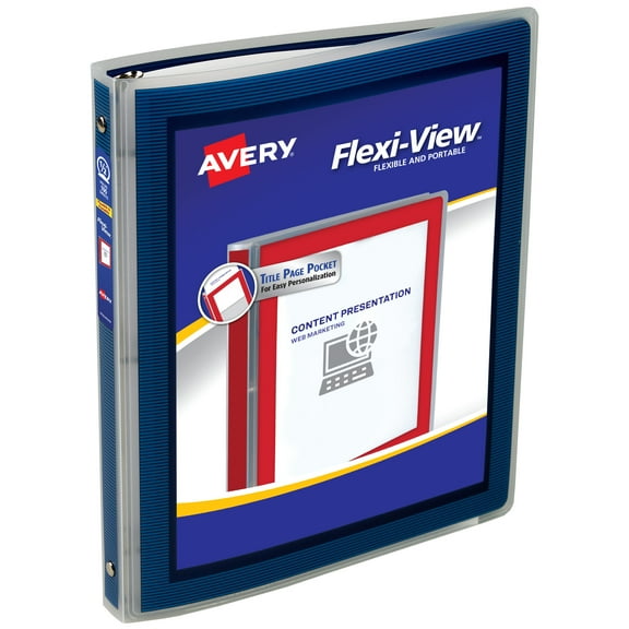 Avery Flexi-View 3 Ring Binder, 1/2 inch Blue Binder (15766)