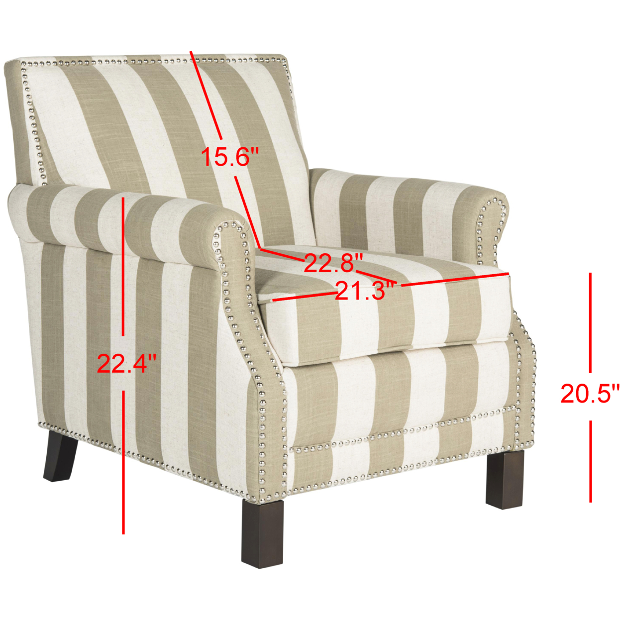 SAFAVIEH Easton Rustic Glam Upholstered Club Chair w/ Nailheads, Olive/White - image 5 of 7