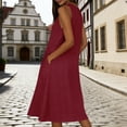 thumbnail image 5 of Admvng Womens Dress Eyelet V Neck Sleeveless Button Detail Summer Beach Vacation Everyday Dress with Pockets, 5 of 8
