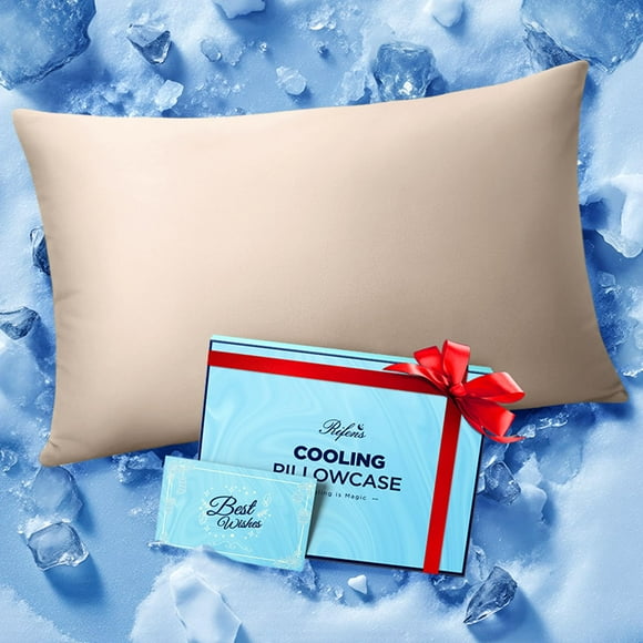Funda de almohada Rifens Ice Cooling para personas que duermen en caliente, color beige