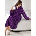 thumbnail image 5 of PAVILIA Premium Womens Plush Soft Robe Fluffy, Warm, Fleece Sherpa Shaggy Bathrobe (S/M, Purple), 5 of 7