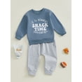 thumbnail image 5 of Baby Toddler Boy Winter Fall Outfit,0 6 12 18 24 Months 2T 3T Letter Print Long Sleeve Pullover Sweatshirt Elastic Waist Pants with Pockets 2 Piece Clothing Set, 5 of 9