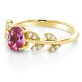 thumbnail image 5 of Gem Stone King 18K Yellow Gold Plated Silver 1.01 Ct Oval Pink Mystic Topaz Greek Olive Vine Branch Engagement Ring, 5 of 7
