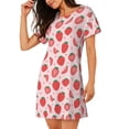 thumbnail image 2 of Easygdp Strawberry Camisón de manga corta para mujer, informal, estampado, 2 of 6