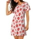 thumbnail image 2 of Fotbe Strawberry Bata de Dormir para Mujer con Estampado, Camisón de Algodón de Manga Corta, Ropa de Dormir Casual, 2 of 6