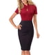 thumbnail image 1 of Vestido retro formal de manga corta con cuello redondo y estampado calado para mujer Fridja  bnh2398, 1 of 8