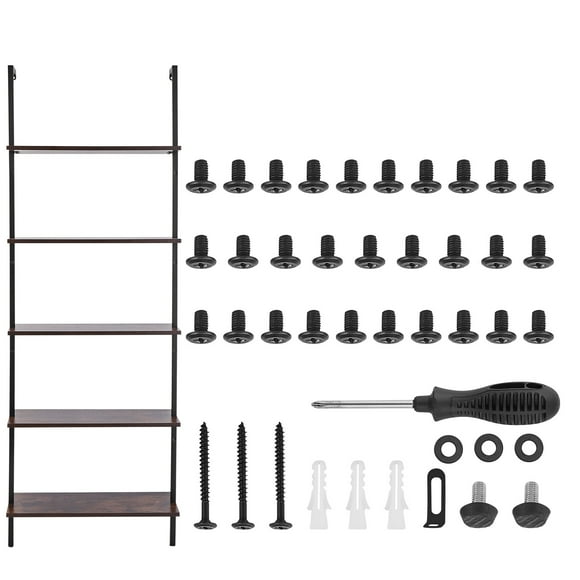 KFFKFF Commercial Cube Pipe Shelf, 5 Layer 24x11.8in, Wall-Attach Antique Wood Shelves Support Exhibit Bookrack, Storage Stand Trinkets Keeper for Kitchen Bedroom Washroom Lounge, Black
