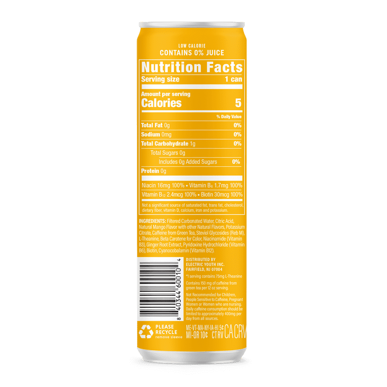 GORGIE Sparkling Mango Energy Drink, 12 fl oz, 5 Pack photo 3