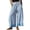 Blue, variant on Palazzo Pants for Women Striped Drawstring Elastic Waisted Casual Wide Leg Pants Lace Fringe Ankle Hem Loose Fit Trousers with Pockets Wine M