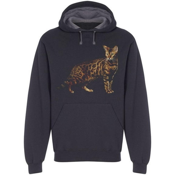 Bengal Cat Half Standing Hoodie Men -Image by Shutterstock, Male x-Large