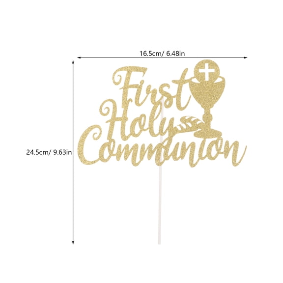HAMPPLIES 1-Pack Golden Cross Paper Cake Topper for First Party Decorations and Special Celebrations