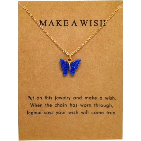 Butterfly Necklace for Women Cute Resin Acrylic Multicolor Boho Pendant Choker Chain Necklaces With Message Card Friendship Gift Accessories