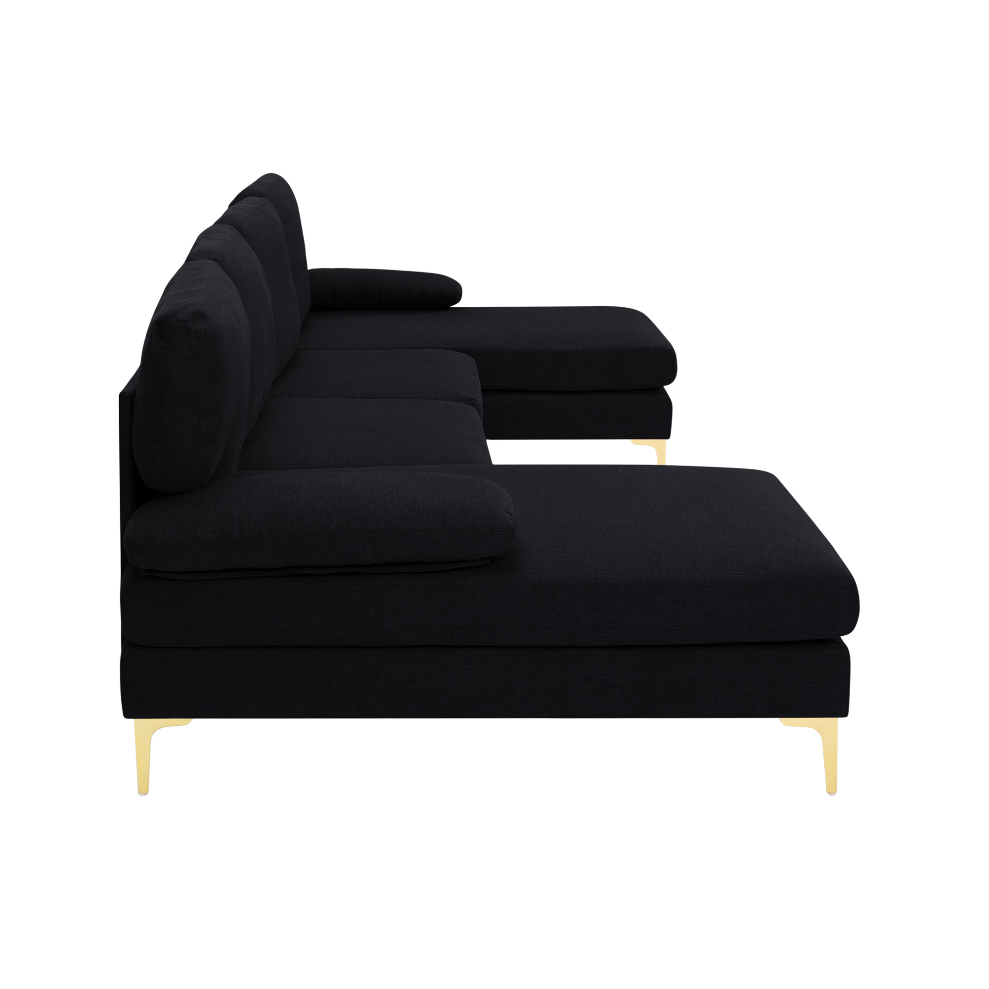 Aukfa 108" U-Shape Sectional Sofa for Living Room, Double Extra Wide Chaise Lounge Couch, Black