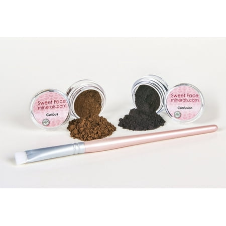 Black and Brown Eye Liner Kit with Flathead Liner Brush 5g Jar Mineral Makeup Bare Skin Sheer Liner Loose Powder (Best Makeup To Cover Black Eye)
