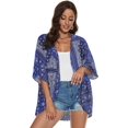 thumbnail image 5 of SUCS Women's Floral Print Puff Sleeve Kimono Cardigan Loose Cover Up Casual Blouse Tops, 5 of 7