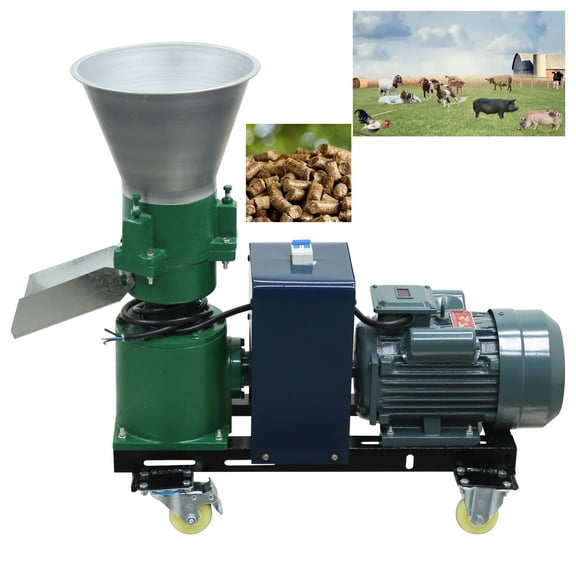 10MM Chicken Feed Pellet Mill Machine Three Rollers for Farm 120-150KG/H 4.5KW 220V