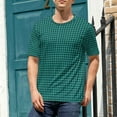 thumbnail image 4 of T Shirt For Men Green Black Houndstooth Small Pattern Trendy Cool Short-Sleeve Graphic Tops Dropship, 4 of 7