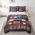 thumbnail image 3 of Feelyou Gamepad Lover Boys Twin Bedding Sets 7-Piece, Rustic Wooden Cabin Bedding Comforter Set, Retro American Flag Reversible Sheet Sets, Ultra Soft Bedroom Decor, 3 of 8