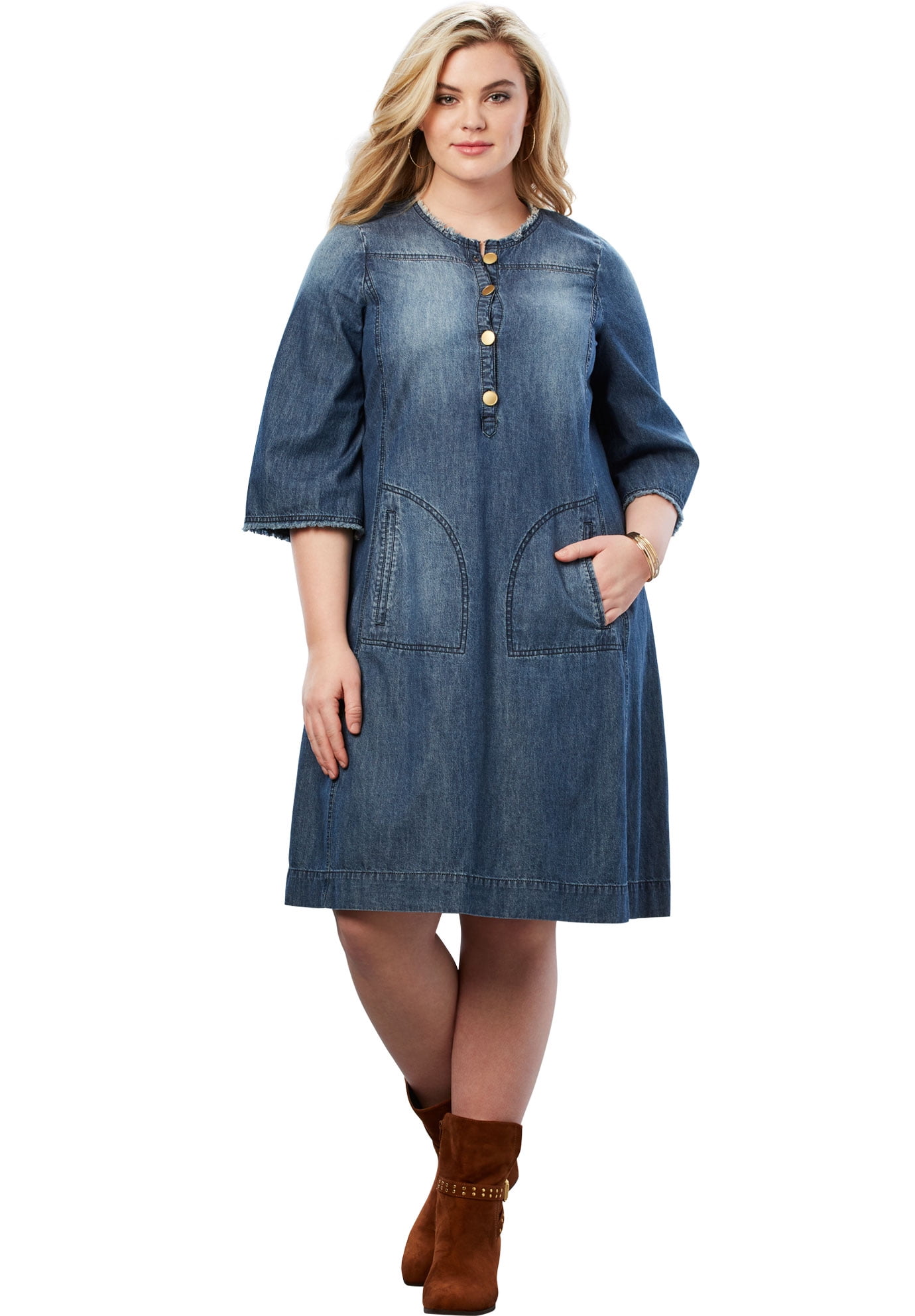 Plus Size Denim Shirt Dress Dress 
