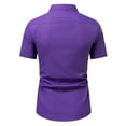 thumbnail image 4 of Zylarhe Mens Summer Shirts, Men Dark Check Casual Short Sleeved Shirt Loose Youth Summer Button Down Purple XS, 4 of 4