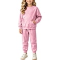 thumbnail image 5 of NordicNest Girls Two Piece Set Casual Fall Outfit with Pocket Kids Plain Color Fashion Sports Outfits Warm Clothes Pink,10-11, 5 of 7
