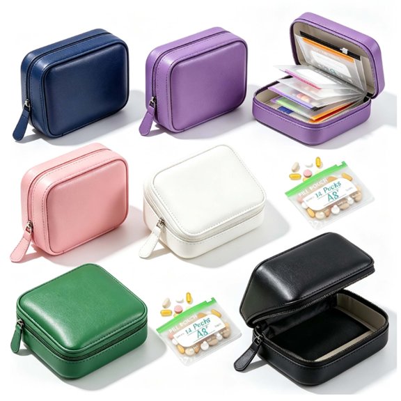 Pill Pouches for Travel, Waterproof Pill Pouch With 14 Inner Bags,Stores 7 to 14 Days of Medication For Daily, Outdoor And Trip Use