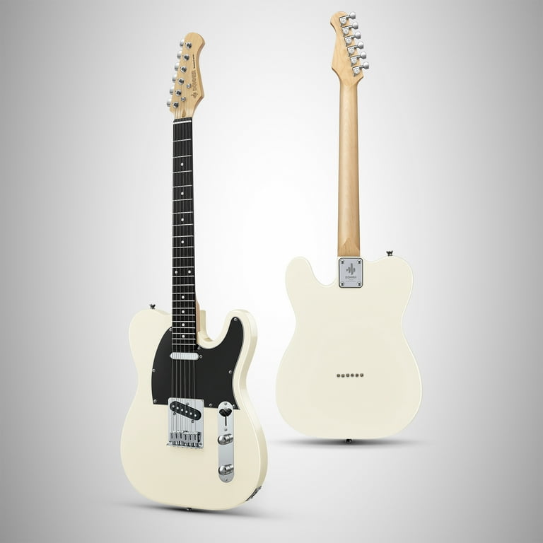 Donner Electric Guitar Solid Body SS Pickup,With Gig Bag, White, DTL-100