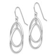 thumbnail image 2 of 14k White Gold Double Teardrop Dangle Wire Earrings Drop, 2 of 7