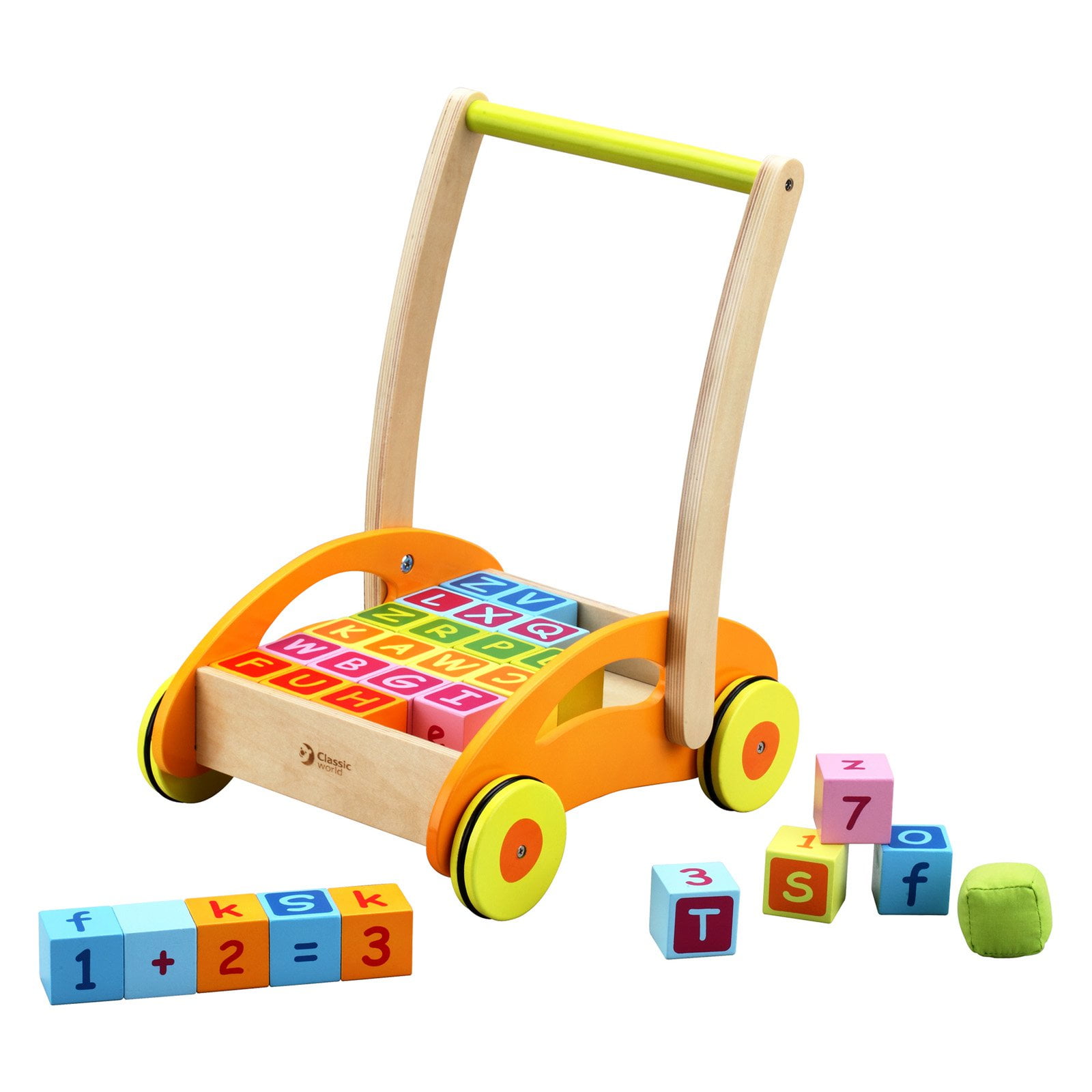 wooden brick baby walker