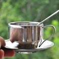 thumbnail image 3 of GOOHOCHY Juego de 3 tazas de té y café de acero inoxidable, exquisita vajilla, plato, cuchara, ideal para cafeterías caseras., 3 of 8