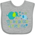 thumbnail image 3 of Inktastic My Big Sister Loves Me Cute Elephants Boys or Girls Baby Bib, 3 of 4