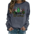 thumbnail image 2 of Uootdi Christmas Long Sleeve Sweatshirt for Women Funny Holiday Xmas Tree Gift Graphic Pullover Top Fashion Merry Holiday Light weight Shirt, 2 of 3