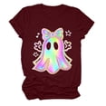 thumbnail image 4 of Graphic Tees for Women Halloween Graphic Short Sleeve Tee for Women Casual Round Neck Top Ideal for Summer Parties and by Seasonal Festivities Red L, 4 of 4