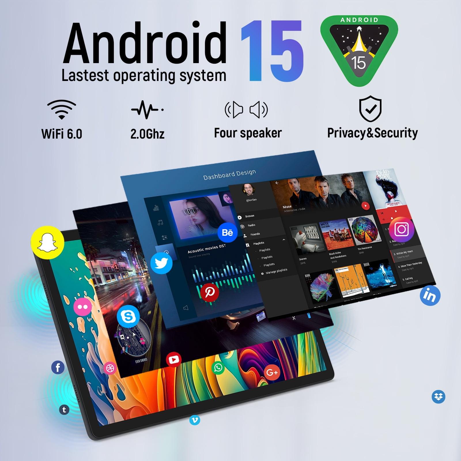 11inch 2K Tablet Android 14 with Octa-Core Processor,12GB