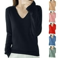 thumbnail image 4 of Giftesty Womens Shirts Clearance Women's Fashion V-Neck Long Sleeve Loose Solid Color Blouse, 4 of 4