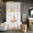 thumbnail image 5 of Easter Rabbit No Hooks Shower Curtain with Snap-in Liner Watercolor Spring Pink Red Gradient Floral Grey Plaid Shower Curtains for Bathroom, Waterproof, Easy Install, Washable 36"x78", 5 of 9