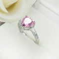 thumbnail image 3 of 2ct Pink Cz Love Heart Engagement Band Women's 925 Silver Wedding Ring Size 6-10, 3 of 5