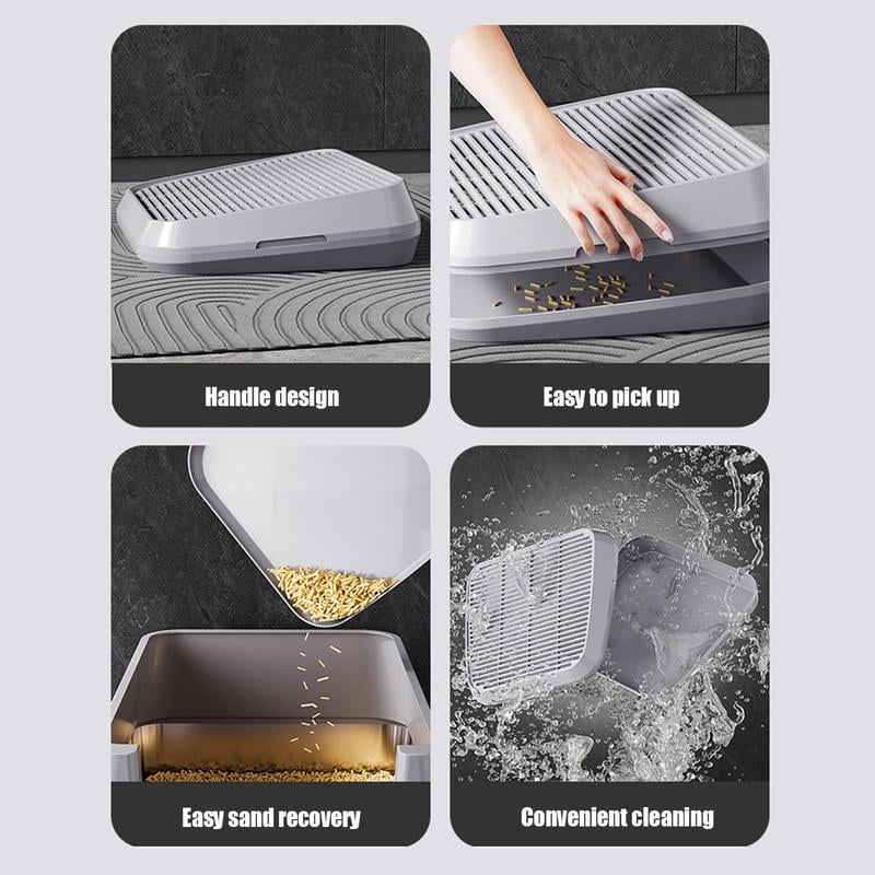 Litter Box Step Cat Litter Catcher Ramp Box Double Layer Elevated Tray With Filter Function Non-Slip Trapper Easy Cleaning tool