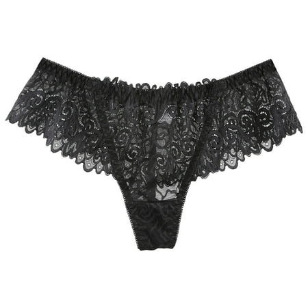 YHGFVOKJ Womens Underwear Sexy Lace Mid Rise Hollow Out Low Rise Brief T Shirt Fun Hollow Out Oversized Shorts Thongs Panties Womens Plus Size Underwear Black XL