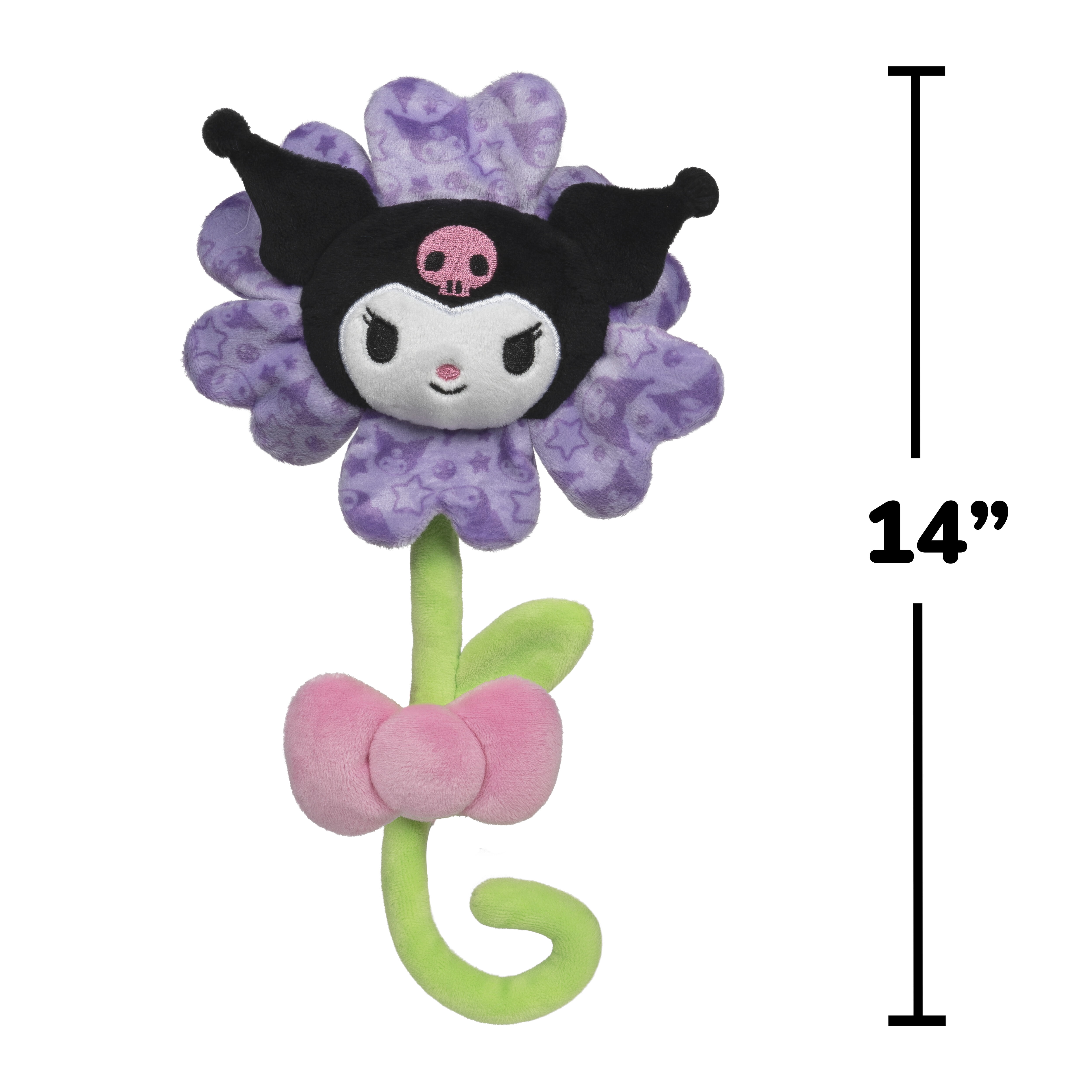 Hello Kitty and Friends 14-inch Kuromi Purple Plush Valentine Flower with a Bendable Stem