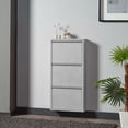 thumbnail image 1 of Flip Drawer Shoe Cabinet, Storage Organizer, Freestanding Shoe Rack, Wall Mounted No-Assembly (Grey, 3 Drawer), 1 of 8