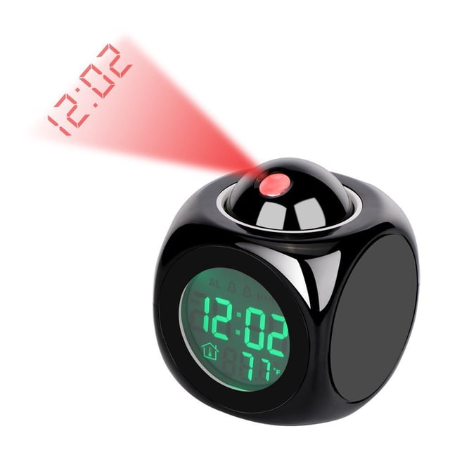 Reloj con proyección de tiempo en inglés, función de reloj, despertador creativo para dormitorio, reloj electrónico con personalidad