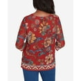 thumbnail image 5 of Alfred Dunner Womens  Floral Border Mesh Split Neck Top, 5 of 6
